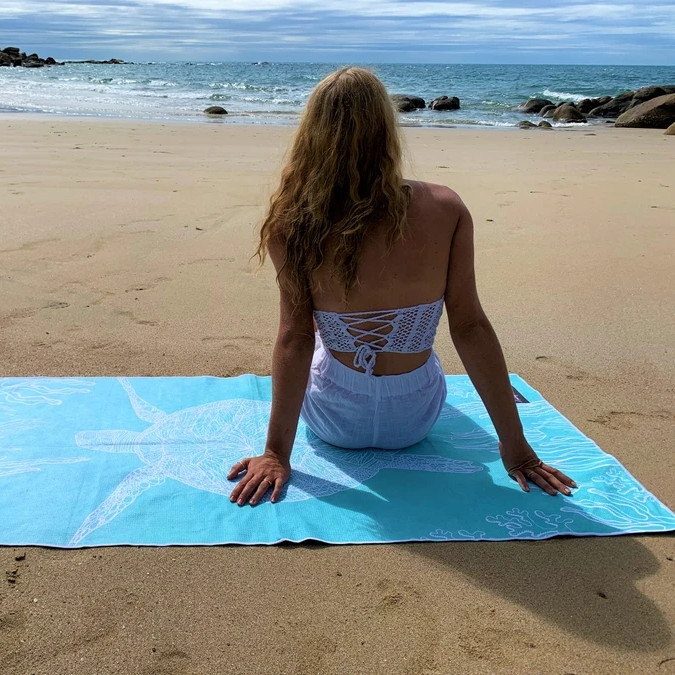 Bright Blue Sand Free Light Weight Wearable Beach Towel 