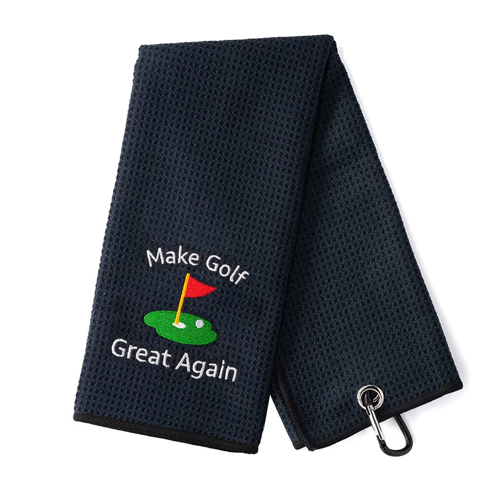 Printed Golf Towel Manufacturer Custom Logo With Grommet And Hook